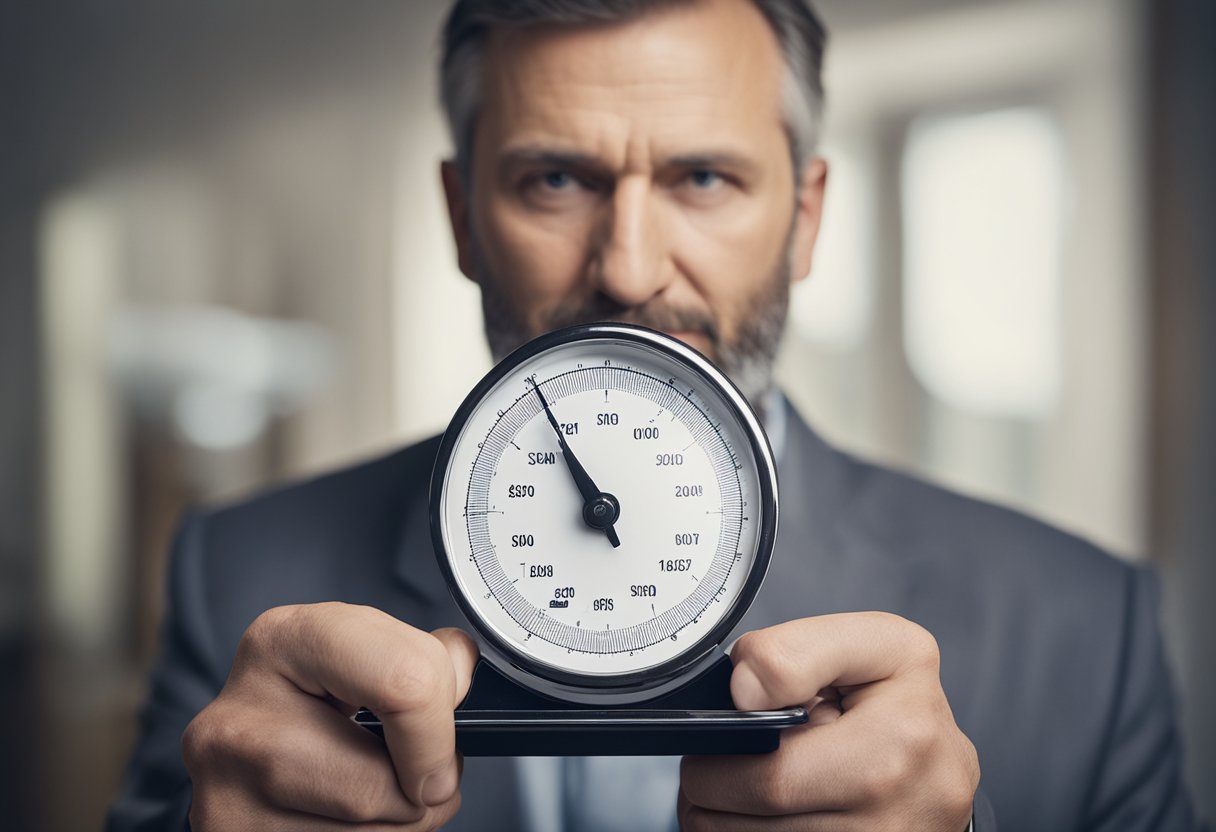 a man holding a scale
